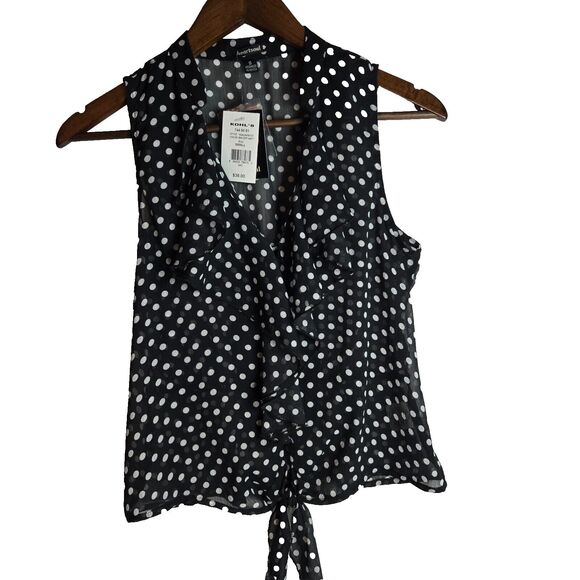 NWT Heart Soul Polka Dot Sheer Blouse Womens Small - Picture 1 of 6